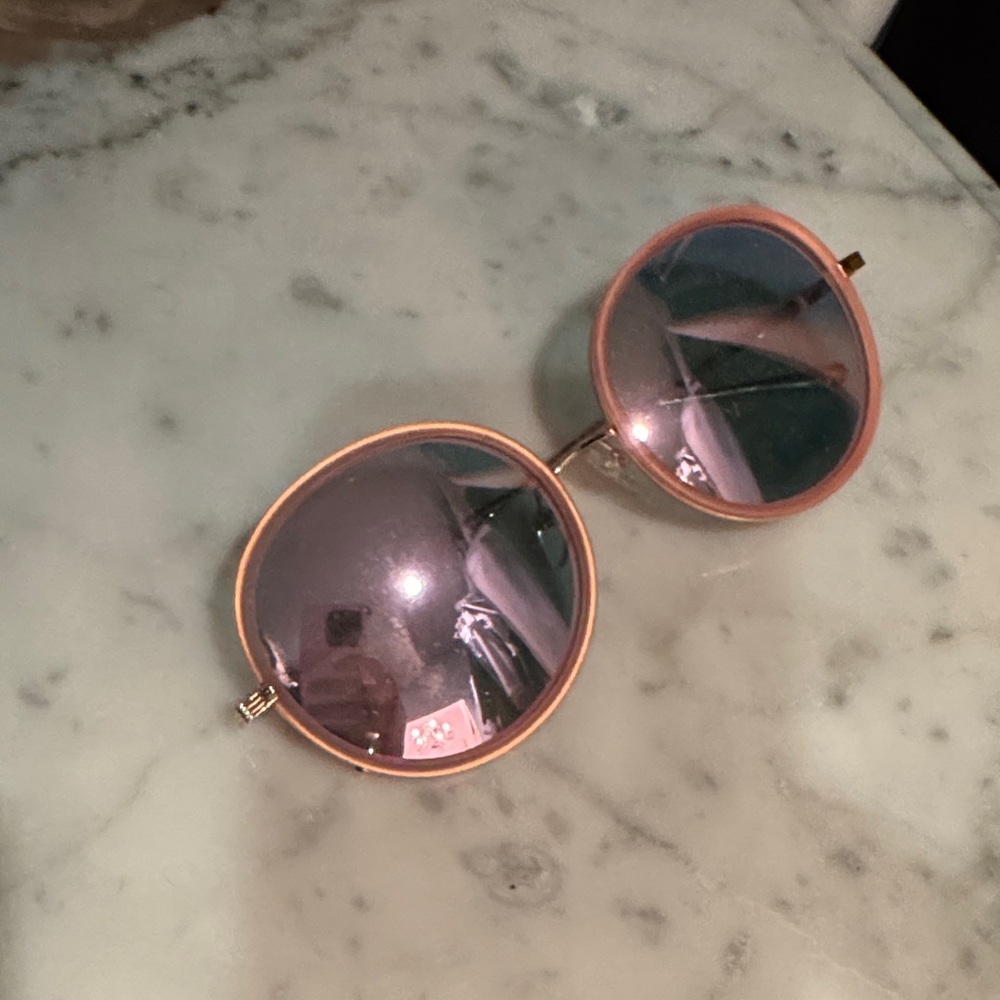 70s style Pink Round Mirrored Sunglasses